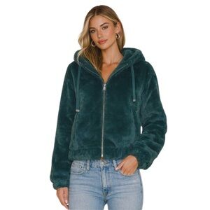 Philosophy Faux Fur Hooded Jacket Coat Green Size S Boho